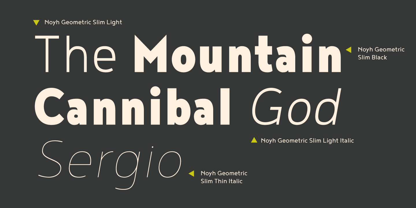 Ejemplo de fuente Noyh Geometric Slim Bold Italic